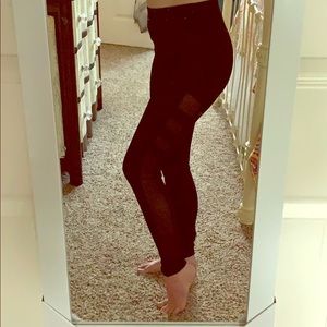 Black Workout Leggings with Mesh Cut Outs - S